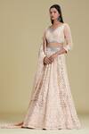 Buy_Cherie D_Peach Chikankari V Neck Bridal Lehenga Set _Online_at_Aza_Fashions