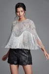 Buy Cherie D Grey Tulle Round Embroidered Cape at Aza Fashions Buy_Cherie D_Grey Tulle Round Embroidered Cape _at_Aza_Fashions