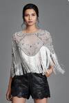 Buy Cherie D Grey Tulle Round Embroidered Cape Online at Aza Fashions Buy_Cherie D_Grey Tulle Round Embroidered Cape _Online_at_Aza_Fashions
