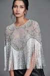 Shop Cherie D Grey Tulle Round Embroidered Cape Online at Aza Fashions Shop_Cherie D_Grey Tulle Round Embroidered Cape _Online_at_Aza_Fashions