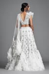 Shop Cherie D White Silk, Tulle, Satin V Neck Embroidered Ruffle Lehenga Set at Aza Fashions Shop_Cherie D_White Silk, Tulle, Satin V Neck Embroidered Ruffle Lehenga Set _at_Aza_Fashions