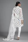 Shop Cherie D White Silk, Organza, Tulle V Neck Embroidered Kurta Set at Aza Fashions Shop_Cherie D_White Silk, Organza, Tulle V Neck Embroidered Kurta Set _at_Aza_Fashions