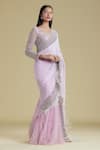 Buy_Cherie D_Pink Tulle Scoop Neck Silk Embroidered Lehenga Saree _Online_at_Aza_Fashions