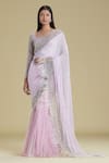 Shop_Cherie D_Pink Tulle Scoop Neck Silk Embroidered Lehenga Saree _Online_at_Aza_Fashions