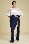 Buy Cherie D Blue Silk, Tulle, Satin Blouse Sweetheart Cape Round Pant Saree With And Online at Aza Fashions Buy_Cherie D_Blue Silk, Tulle, Satin Blouse Sweetheart Cape Round Pant Saree With And _Online_at_Aza_Fashions