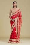 Buy_Cherie D_Red Tulle Round Silk Lehenga Saree With Blouse _at_Aza_Fashions