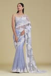 Buy_Cherie D_Blue Silk, Tulle, Satin, Lace Scoop Neck Embroidered Lehenga Saree _at_Aza_Fashions