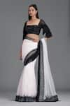 Buy_Cherie D_White Tulle Square Neck Silk Embroidered Lehenga Saree _at_Aza_Fashions