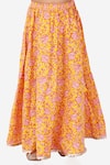 Shop_Lil Drama_Orange Cotton Gota Patti, Embroidery Floral Print Choli And Lehenga Set _Online_at_Aza_Fashions