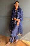 Buy_Devnaagri_Blue Chanderi Kurta Set_at_Aza_Fashions