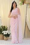 Buy_Mulmul_Pink Net Embroidered Saree With Unstitched Blouse Fabric_Online_at_Aza_Fashions