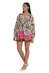 Buy_Limerick by Abirr N' Nanki_Pink Crepe V Neck Printed Kaftan Dress  _Online_at_Aza_Fashions