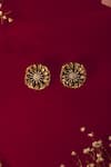 Shop_Cosa Nostraa_Gold Floral Marvel Carved Cufflinks _at_Aza_Fashions