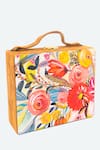 NR BY NIDHI RATHI_Multi Color Printed Suede Box Clutch With Sling _Online_at_Aza_Fashions