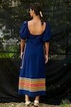 Shop_Chandrima_Blue Kala Cotton Square Neck Midi Dress _at_Aza_Fashions