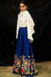 Buy_Chandrima_Blue Chanderi Embroidered Lehenga _at_Aza_Fashions