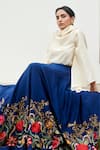 Shop_Chandrima_Blue Chanderi Embroidered Lehenga _at_Aza_Fashions