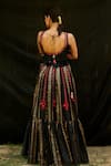 Shop_Chandrima_Black Chanderi Pleated Striped Lehenga _at_Aza_Fashions