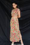 Chandrima_Multi Color Chanderi Floral Print Skirt _Online_at_Aza_Fashions