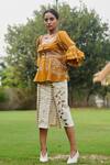 Chandrima_Yellow Kala Cotton Peplum Top_Online_at_Aza_Fashions