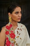 Buy_Chandrima_White Chanderi Floral Embroidered Jacket _at_Aza_Fashions