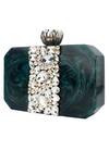 NR By Nidhi Rathi_Green Embellished Clutch With Sling_Online_at_Aza_Fashions