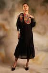 Buy_Chandrima_Black Chanderi Embroidered Dress_at_Aza_Fashions