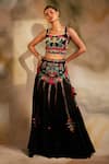 Buy_Chandrima_Black Chanderi Embroidered Lehenga _at_Aza_Fashions