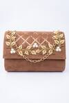 Buy_NR BY NIDHI RATHI_Brown Embellished Clutch With Sling _Online_at_Aza_Fashions