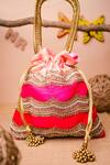 Buy_NR BY NIDHI RATHI_Pink Embroidered Color Block Potli Bag _at_Aza_Fashions