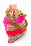 NR BY NIDHI RATHI_Pink Embroidered Color Block Potli Bag _Online_at_Aza_Fashions