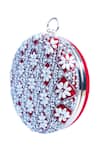 Buy_NR By Nidhi Rathi_Red Embroidery Ava Velvet Round Clutch_Online_at_Aza_Fashions