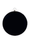 Shop_NR BY NIDHI RATHI_Black Hand Embroidered Harper Velvet Round Clutch _at_Aza_Fashions