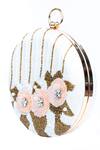 NR By Nidhi Rathi_White Hand Embroidered Camila Round Clutch_Online_at_Aza_Fashions