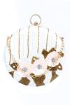 Buy_NR By Nidhi Rathi_White Hand Embroidered Camila Round Clutch_Online_at_Aza_Fashions