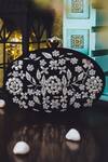 Buy_NR By Nidhi Rathi_Black Hand Embroidered Alya Velvet Oval Clutch_at_Aza_Fashions