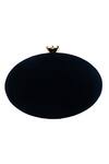 Shop_NR By Nidhi Rathi_Black Hand Embroidered Alya Velvet Oval Clutch_at_Aza_Fashions