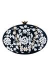 Buy_NR By Nidhi Rathi_Black Hand Embroidered Alya Velvet Oval Clutch_Online_at_Aza_Fashions