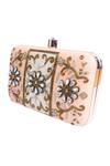 NR By Nidhi Rathi_Peach Hand Embroidered Maha Raw Silk Clutch With Sling_Online_at_Aza_Fashions