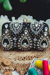 Buy_NR By Nidhi Rathi_Black Hand Embroidered Millennium Clutch With Sling_at_Aza_Fashions