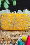 Buy_NR By Nidhi Rathi_Yellow Embroidery, Sequins Tulip Clutch_at_Aza_Fashions