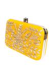 NR By Nidhi Rathi_Yellow Embroidery, Sequins Tulip Clutch_Online_at_Aza_Fashions