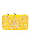 Buy_NR By Nidhi Rathi_Yellow Embroidery, Sequins Tulip Clutch_Online_at_Aza_Fashions