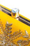 Shop_NR By Nidhi Rathi_Yellow Embroidery, Sequins Tulip Clutch_Online_at_Aza_Fashions