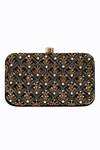 NR By Nidhi Rathi_Black Hand Embroidered Silk Clutch Bag_Online_at_Aza_Fashions