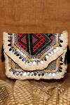 Buy_NR BY NIDHI RATHI_Blue Hand Embroidered Boho Clutch Bag _at_Aza_Fashions