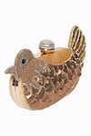 NR By Nidhi Rathi_Gold Hand Embroidered Bird Embellished Clutch Bag_Online_at_Aza_Fashions