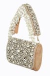 Buy_NR BY NIDHI RATHI_Beige Hand Embellished Mini Studded Flap Bag _Online_at_Aza_Fashions