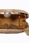 Shop_NR By Nidhi Rathi_Gold Hand Embroidered Bird Embellished Clutch Bag_Online_at_Aza_Fashions