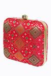 Buy_NR By Nidhi Rathi_Coral Printed Banarasi Geometric Clutch Bag_Online_at_Aza_Fashions